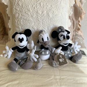 Vintage RARE SET Disney-Tokyo Mickey & Minnie Mouse Donald Duck 9" MONOCHROME